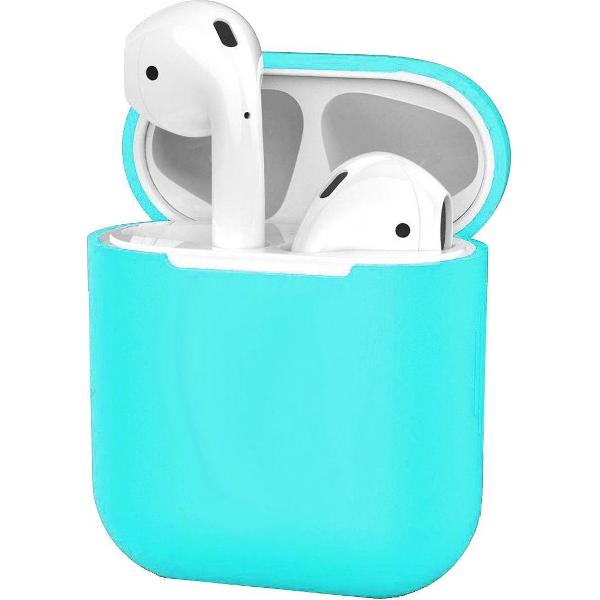 Hoes voor Apple AirPods Hoesje Case Siliconen Cover Ultra Dun - Cyaan