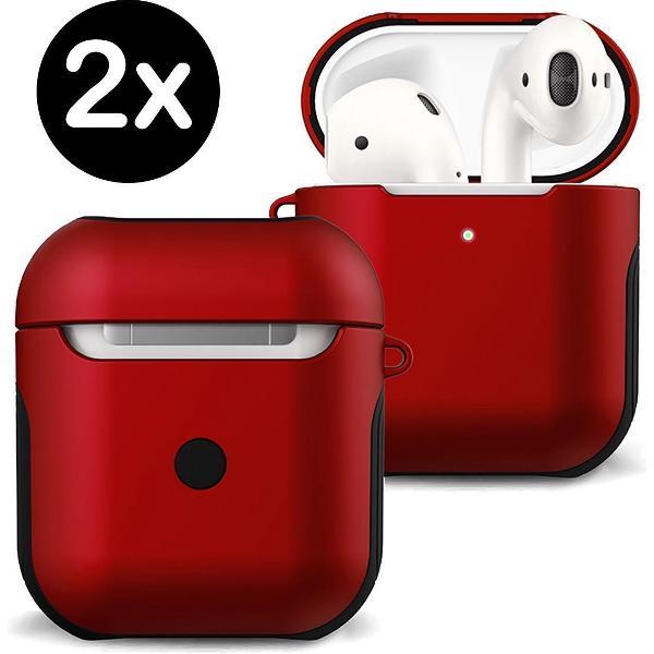 Hoes Voor Apple AirPods Hoesje Case Hard Cover - Rood - 2 PACK