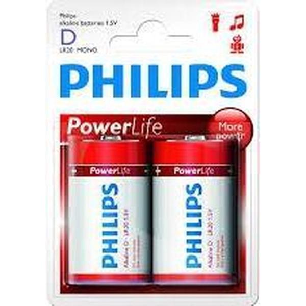 Philips Lr20 D Powerlife batterijen 10x stuks - grote batterijen - long lasting