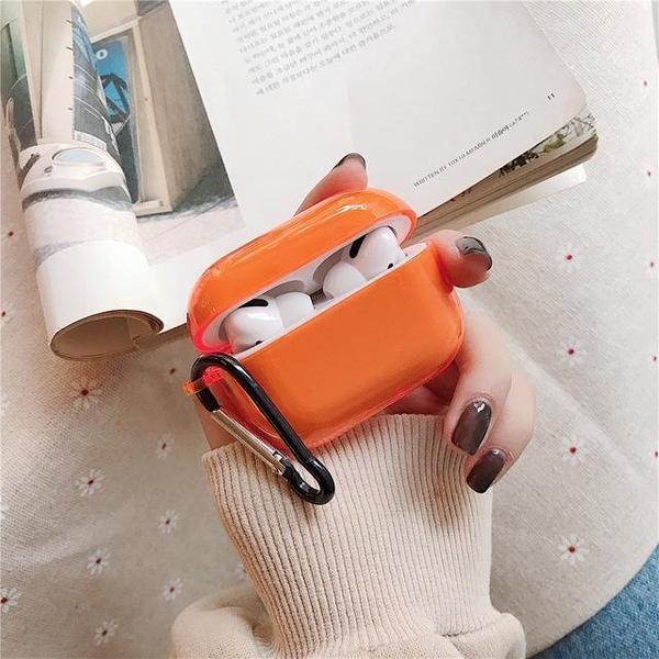 Airpods pro hoesje - Oranje - Transparant - case