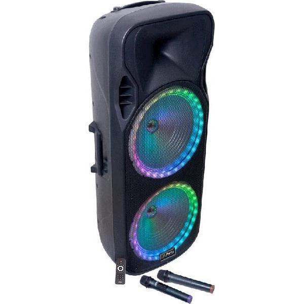 Draagbare luidspreker 900Watt - 2x 15 inch / USB, Bluetooth, Radio en draadloze microfoons