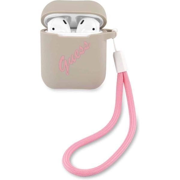 GUESS Vintage Siliconen AirPods 1 & AirPods 2 Case - Stone