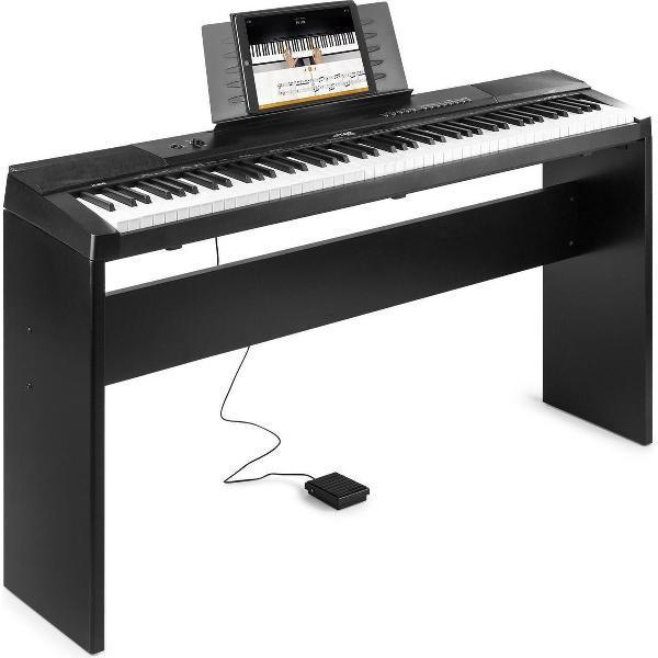 Digitale piano - MAX KB6W keyboard piano met 88 toetsen, USB midi, sustainpedaal en meubel - 88 gewogen en aanslaggevoelige toetsen