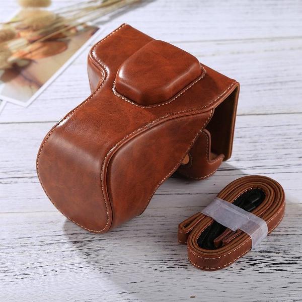 Full Body Camera PU lederen tas met riem voor FUJIFILM XT10 / XT20 (16-50mm / 18-55mm lens) (bruin)