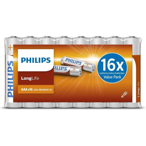 Philips LongLife Batterijen AAA - voordeelverpakking - 16 stuks