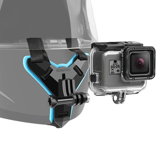 Helmriemhouder + waterdichte behuizing Beschermhoes voor GoPro HERO7 Zwart / 6/5