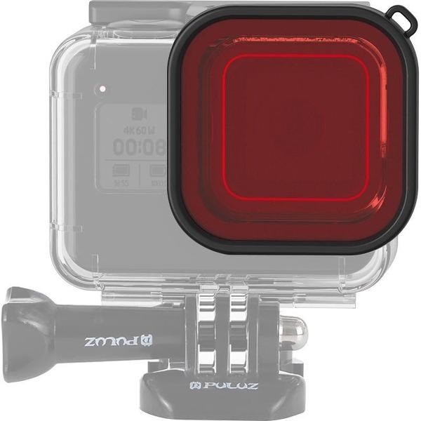 PULUZ vierkante behuizing duik kleurenlensfilter voor GoPro HERO8 zwart (rood)