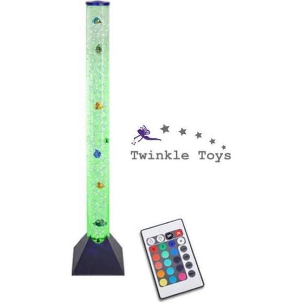 Water vis bubble Zuil XL met kleuren LED verlichting, remote en zwemmende vissen (1.2 meter) TwinkleToys