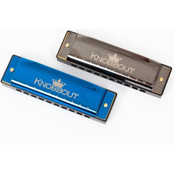 Set van 2 Mondharmonica's, Zwart en Blauw