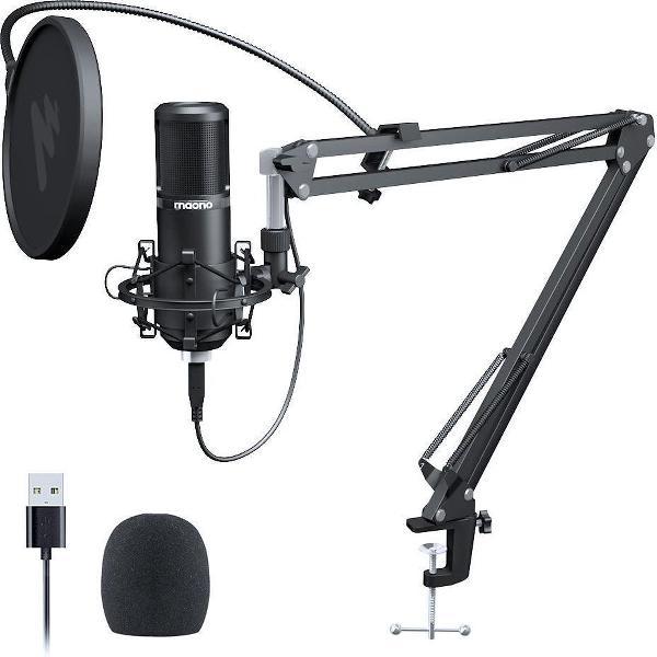 Maono AU-PM420 USB Microfoon met Boom Arm - Professionele Studio Microfoon – 192Khz/24 Bit – Shockmount – Popfilter – Windkap – Cardioid patroon – Gaming / Streaming / Podcast / Video