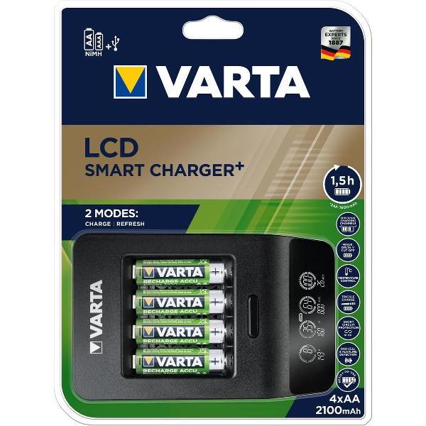 Varta LCD Smart Charger+ Batterijoplader incl. 4x AA