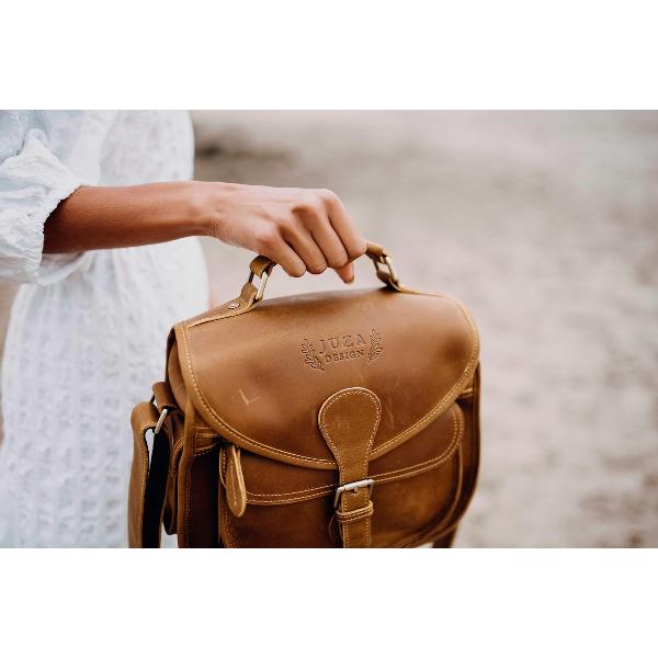 [JUZA Design] - [Sharif] - [cameratas] - [echt leer] - [licht bruin]