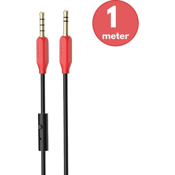 Premium AudioJack kabel met microfoon 1 meter lang - Aux naar Aux 3.5 mm - Audio Jack to Audio Jack