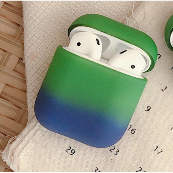 Airpods hoesje. mat Blauw Groen - Hard case - Airpods Case Matt Green Blue - Hard hoesje Fade