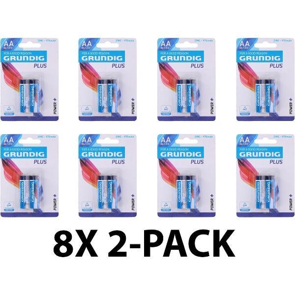 Grundig Power Plus AA Batterijen – 1.5V Zink - Voordeelverpakking 16 stuks