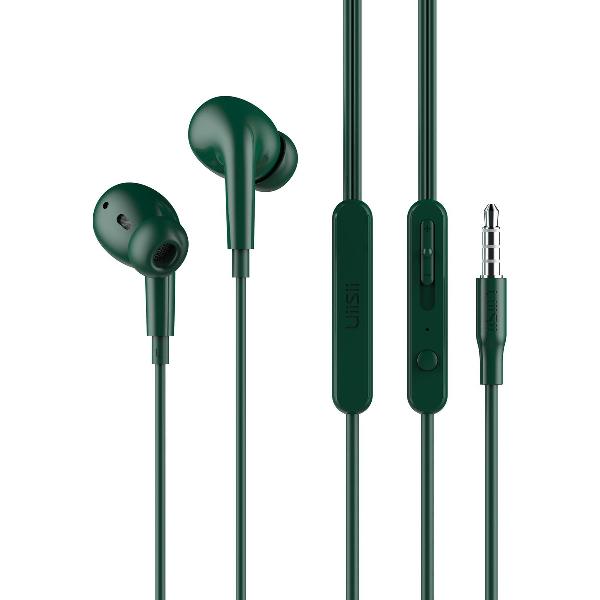 UiiSii UX Oordopjes Groen - Oortjes met draad en microfoon - 120cm Aux Kabel