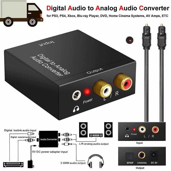 Digitaal Audio Converter (DAC) Digital Toslink naar rood/wit analoog