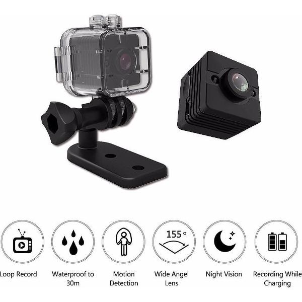 Mini Camera 1080p HD Waterdicht - 32GB en Extra accessoires GRATIS meegeleverd - Waterproof - Verborgen Camera - Action Cam - Spy Camera - Dashcam - Nightvision - Motion Detector