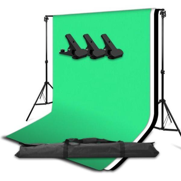 Dexters® Luxe Green Screen incl. Statief + 3 doeken | Green screen studio | Green screen doek | Green screen met achtergrondsysteem | Groen doek | Green screen set | Achtergrond