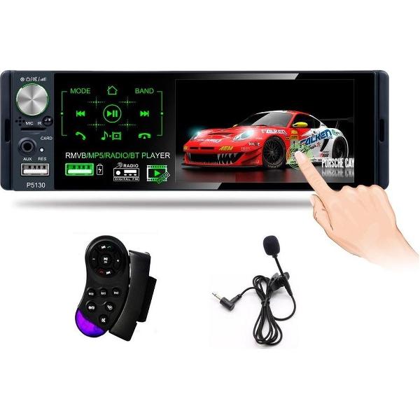 TechU™ T41 Autoradio 1 Din 4.1 inch + Afstandsbediening en Stuurwielbediening – Bluetooth – USB – AUX – SD – FM radio – Handsfree bellen – Autoradio met scherm – Stembediening