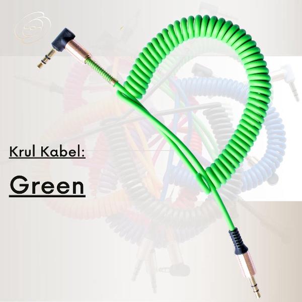 GoodvibeZ CurlZ | Groen | Stereo Audio Jack KabelS 3.5 mm - AUX Kabel Gold Plated - Male to Male - Zwart - 0,8 meter | Mobiel / Stereo / MP3 Speler / TV /