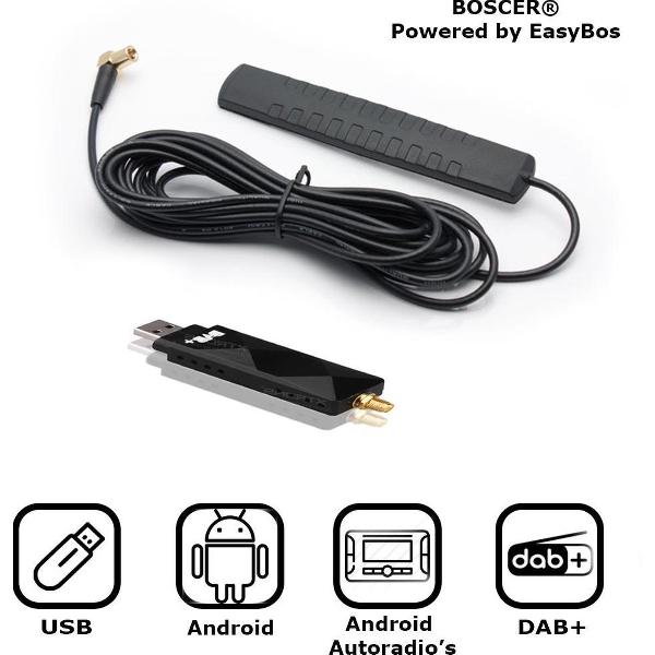 DAB+ USB Adapter | Massavrij | USB adapter & Antenne | Geschikt voor Android radio's | Autoradio
