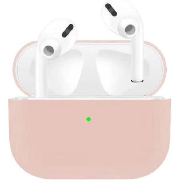 Zacht roze / rose Siliconen Airpods pro case voor Apple - Earpods - Draadloze Oortjes Case Airpods pro Case - Airpods hoesje - Apple case - Apple hoesje Airpods pro