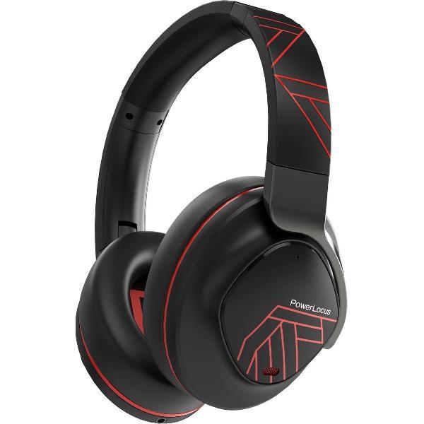 PowerLocus MoonFly Koptelefoon Over-Ear met Active Noise Cancelling, Draadloze Hoofdtelefoon, Voice Assistant Activation - Zwart/Rood