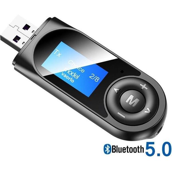 DrPhone StreamX9 Draadloze 5 in 1 RX-TX- Bluetooth 5.0-Hifi -Audio-Ontvanger - Zender met Display – RX/TX modus - Zwart