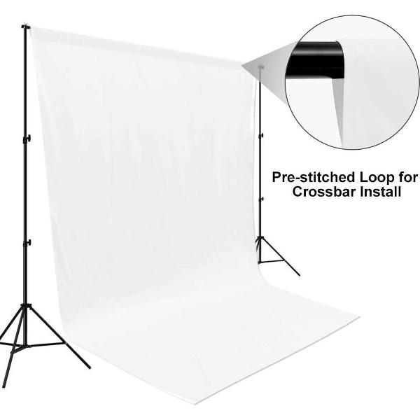 CRPHY Achtergronddoek - 1.98m x 2.98m - Opvouwbaar - Voor fotostudio of video-opname - Wit (Zonder Statief)
