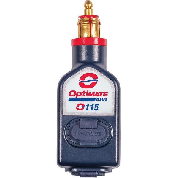 TecMate OptiMate USB O-115, 3300mA weerbestendige USB-lader met dubbele uitgang, met BIKE-plug (past op BMW, Triumph, Ducati Multistrada)