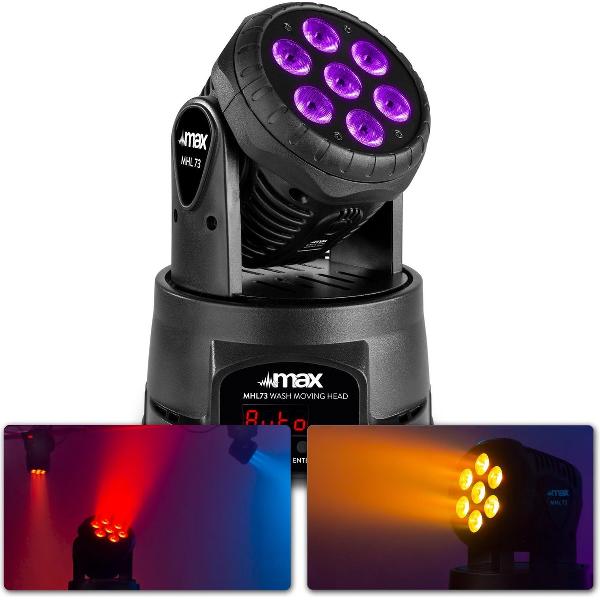 Moving head - MAX MHL73 moving head - Krachtige 7x 8W moving head voor DJ's, horeca, etc.