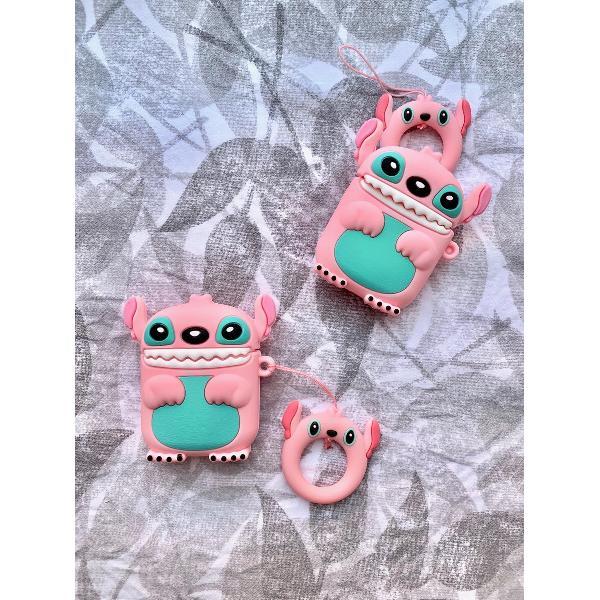 Roze Stitch Beschermhoes - AirPods 1/2 Case, Cover - geschikt voor de AirPods 1/2 - Pink - Monster