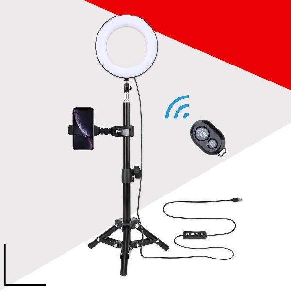 Picca 8 inch ringlamp set led ringlicht - tafel statief - video licht - 45 cm hoog