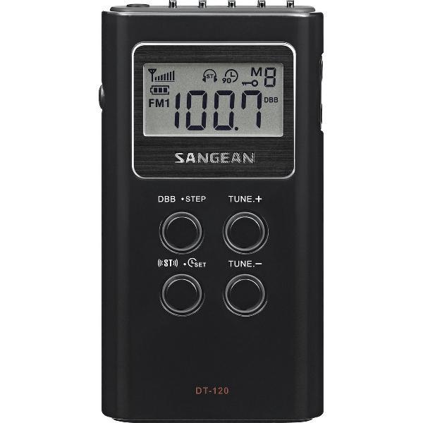 Sangean Pocket 120 - DT-120 - Zakradio, AM/FM, batterijen - Zwart