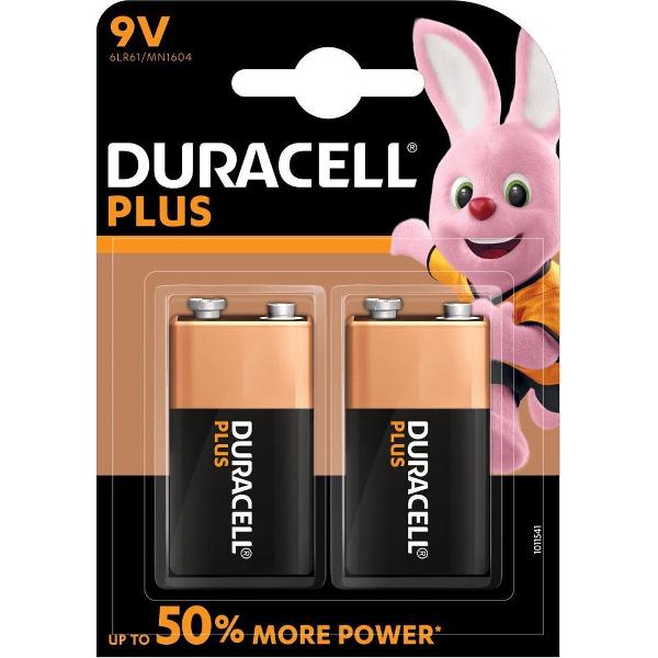Duracell Plus alkaline 9V-batterijen, verpakking van 2