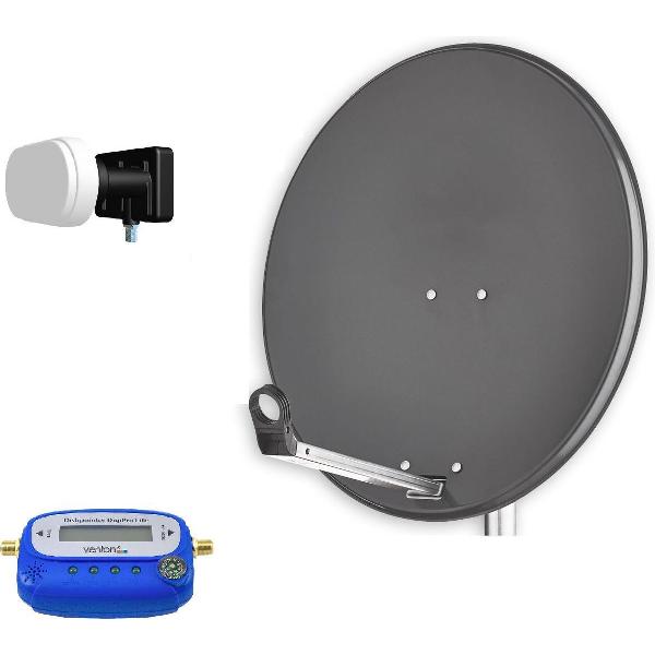 80cm Schotelantenne Donker Grijs + 4.3° single DUO LNB (Canal Digitaal Ready)