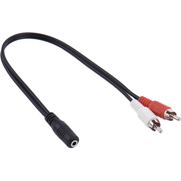 3,5 mm jack naar tulp 2 RCA aux audio kabel 0,25m