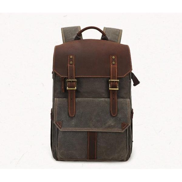 Echt lederen vintage canvas cameratas - Groen - Waterbestendig spiegelreflex SLR - Rugzak - Fototas - Geschikt voor Sony Nikon Canon - Tas 10