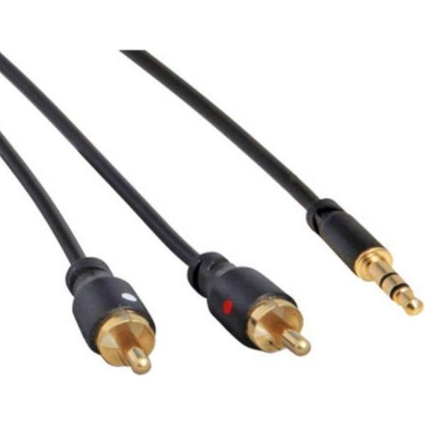 S-Impuls 3,5mm Jack - Tulp stereo audio slim kabel - zwart - 1,5 meter