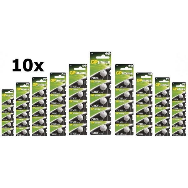 50 Stuks (10 Blister a 5st) GP CR1620 3v lithium knoopcelbatterij