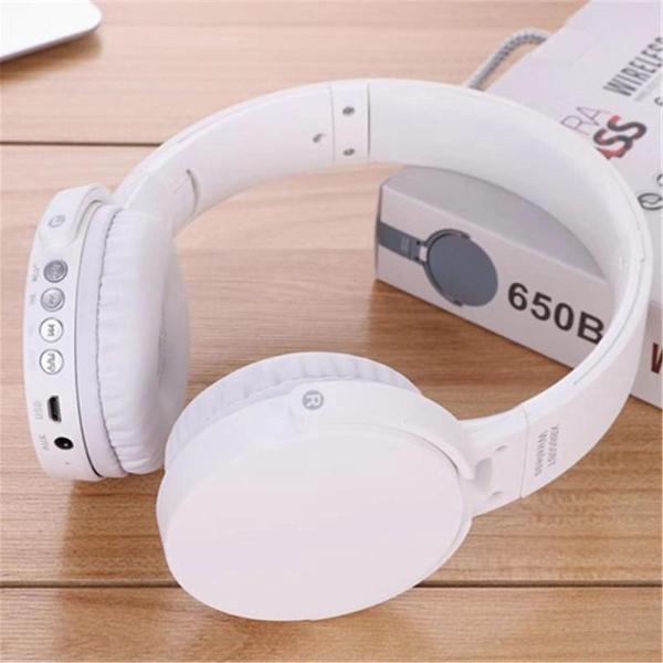 Bluetooth koptelefoon over ear, draadloze koptelefoon en vaste Inklapbaar headsets met een ingebouwde microfoon, Micro SD/TF, FM voor iPhone/Samsung/iPad/Huawei – 650BT Wit