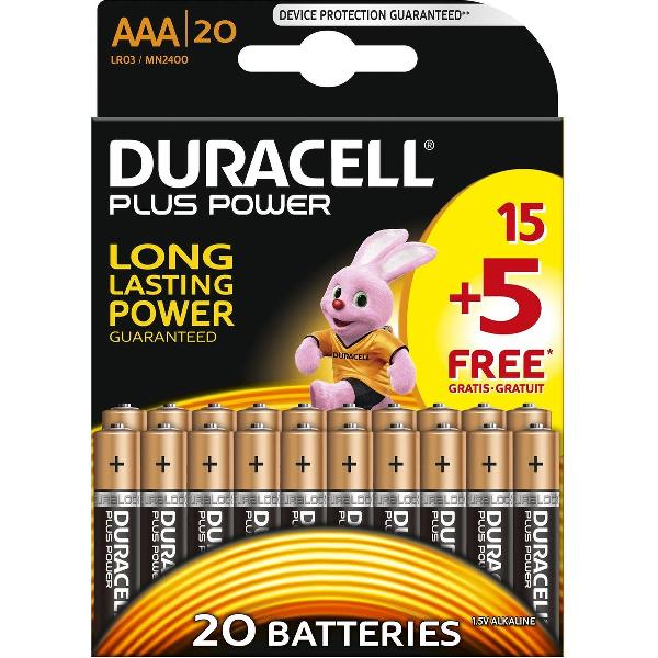 Duracell Plus Power alkaline AAA-batterijen - 20 stuks