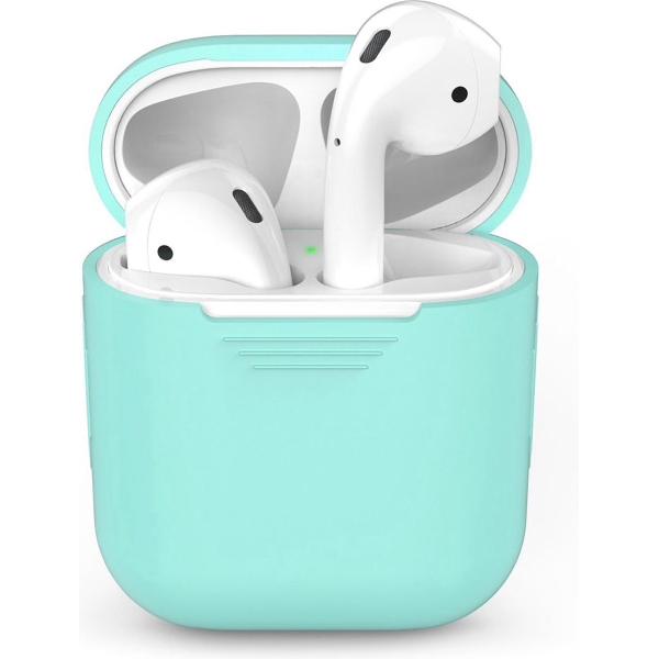 Airpods Silicone Case Cover Hoesje voor Apple Airpods - Cyaan Turquoise Licht Blauw
