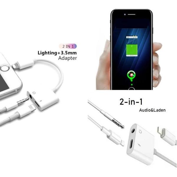 DrPhone Sound - Lightning Male/Female + Aux Splitter - 3.5mm - Wit