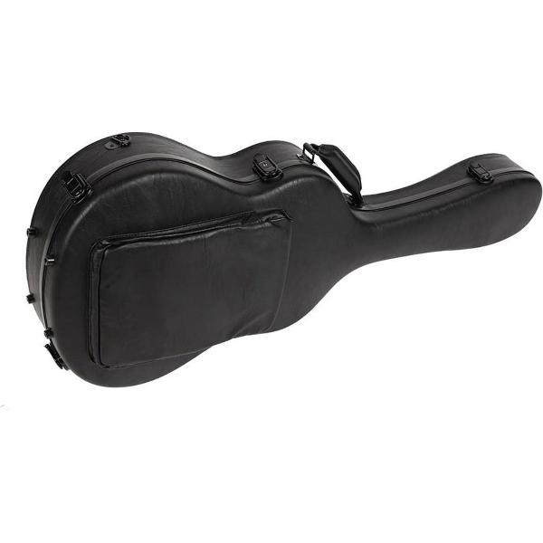 hardshell glasvezel koffer voor klassieke gitaar, met schouderriemen en accessoirevak, zwart