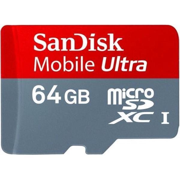 Micro SDXC kaart 64GB Mobile Ultra class 10 van SanDisk (geheugenkaart)