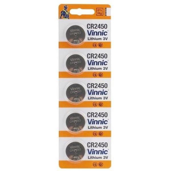 5 Stuks ( 1 Blister a 5st) Vinnic CR2450, DL2450, ECR2450 3V Lithium knoopcel batterij