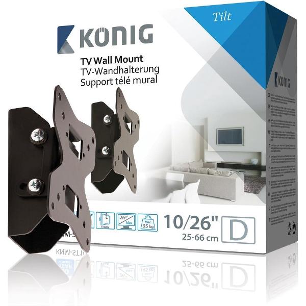 König KNM-ST10 - Kantelbare muurbeugel - Geschikt voor tv's van 10 t/m 26 inch - Zwart