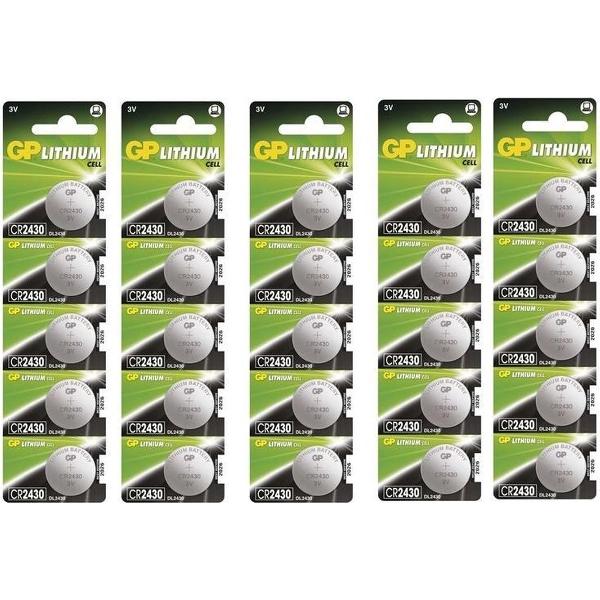 25 Stuks (5 blisters a 5st) - GP CR2430 3V lithium knoopcel batterij